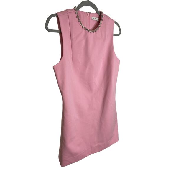 Area Crystal Embellished Heart Cut-Out Back Mini Dress Sleeveless Powder Pink M - Picture 7 of 10